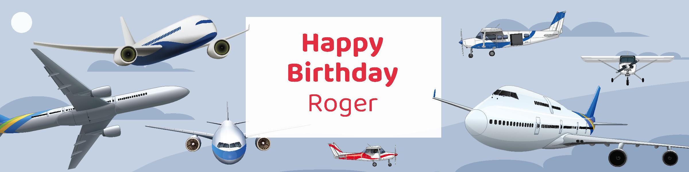 Airplane birthday party printable 4-foot banner personalized with boy's name from Instant Party Kit