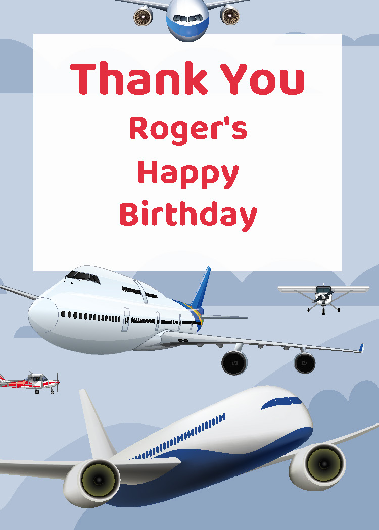 Airplane birthday party printable thank you tag personalized with boy's name from Instant Party Kit