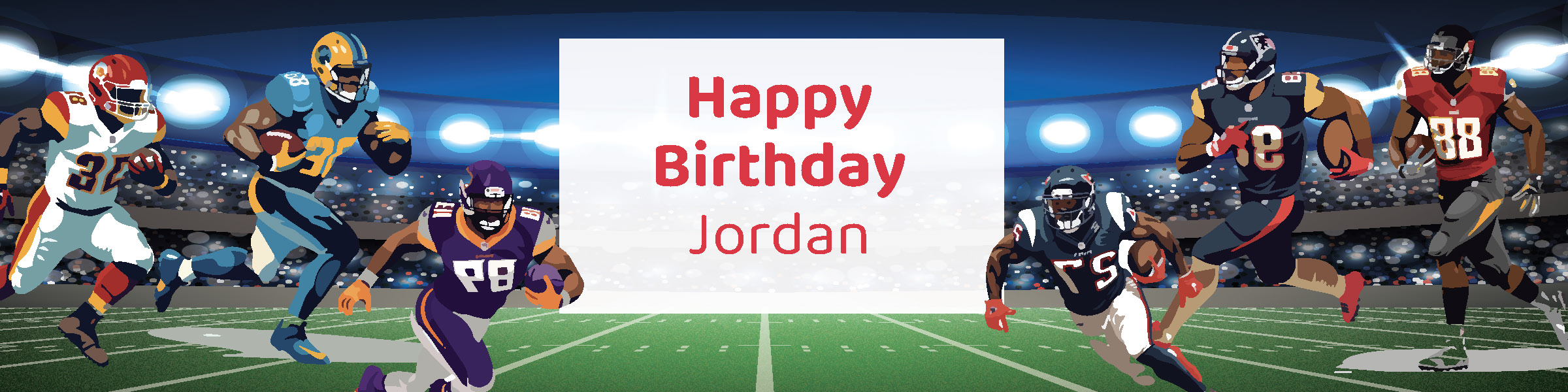 Boys American football birthday party printable 4-foot banner personalized with child's name from Instant Party Kit