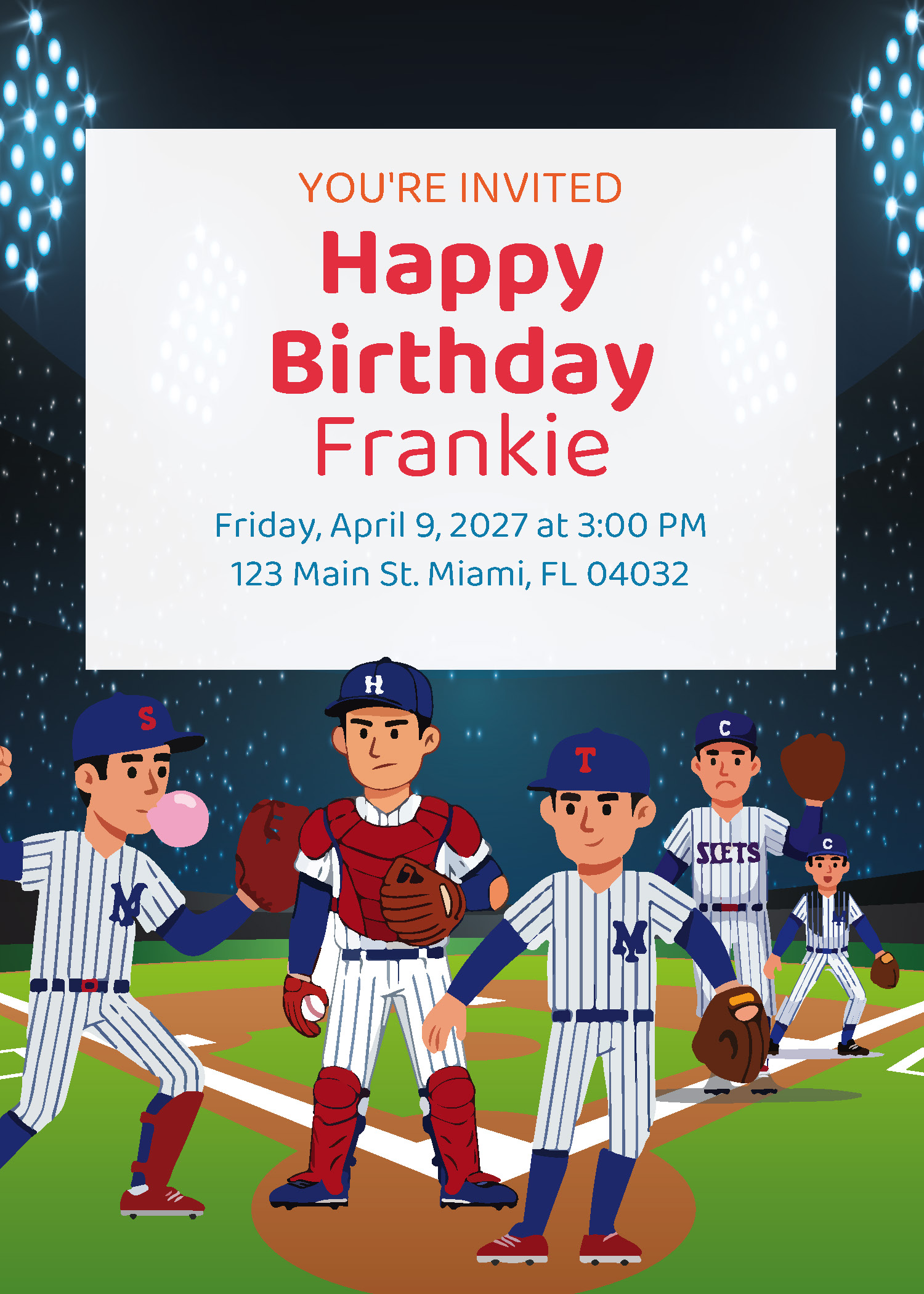 Baseball birthday party printable invitation from Instant Party Kit