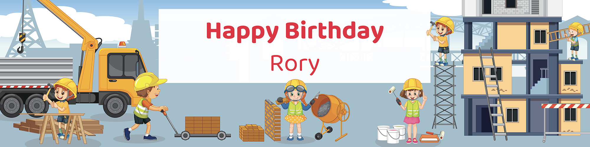 Construction birthday party 4-foot banner printable