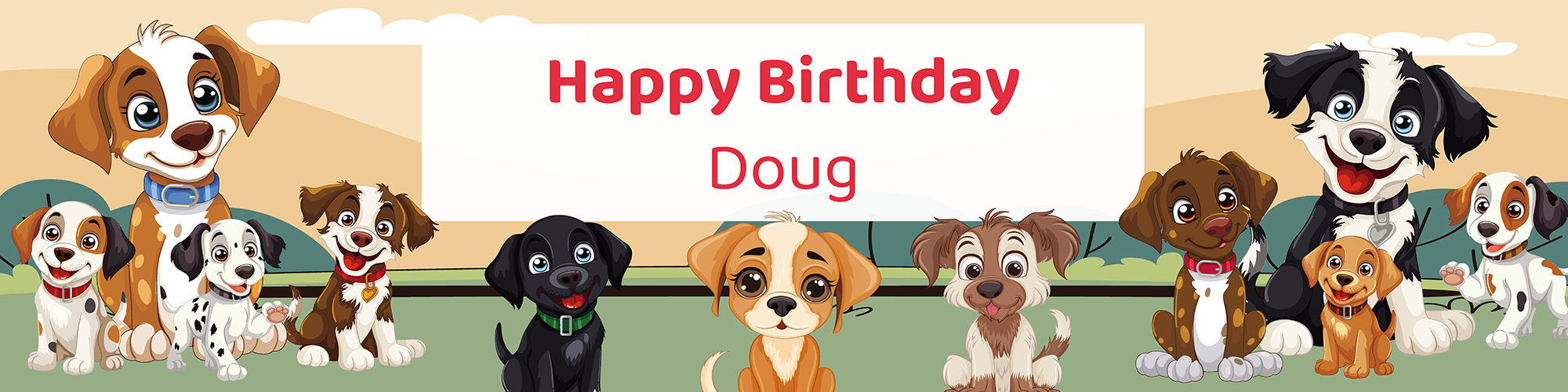 Dog birthday party printable water bottle label personalized with child's name from Instant Party Kit