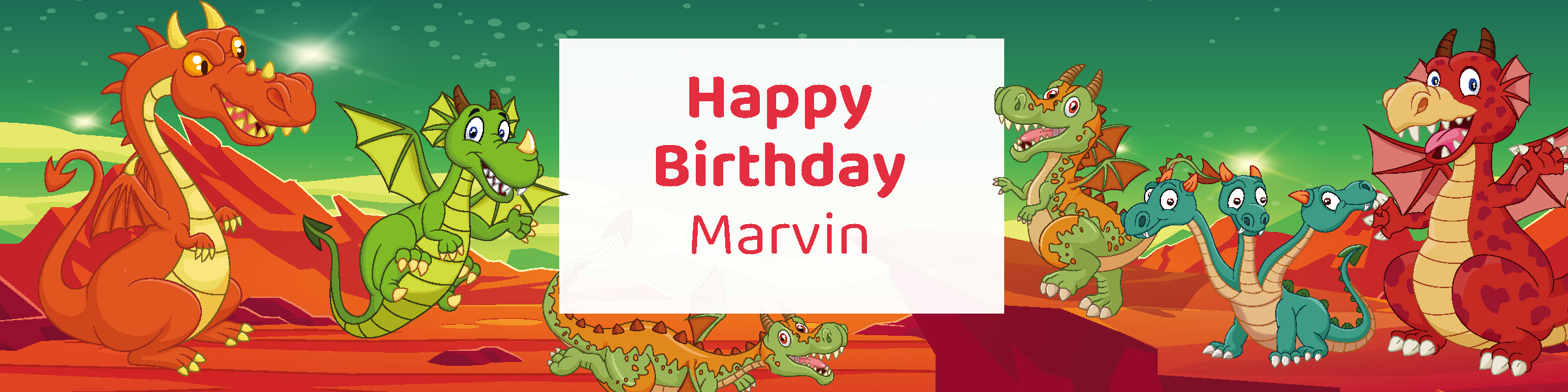 Kids dragon birthday party printable water bottle label personalized with child's name from Instant Party Kit