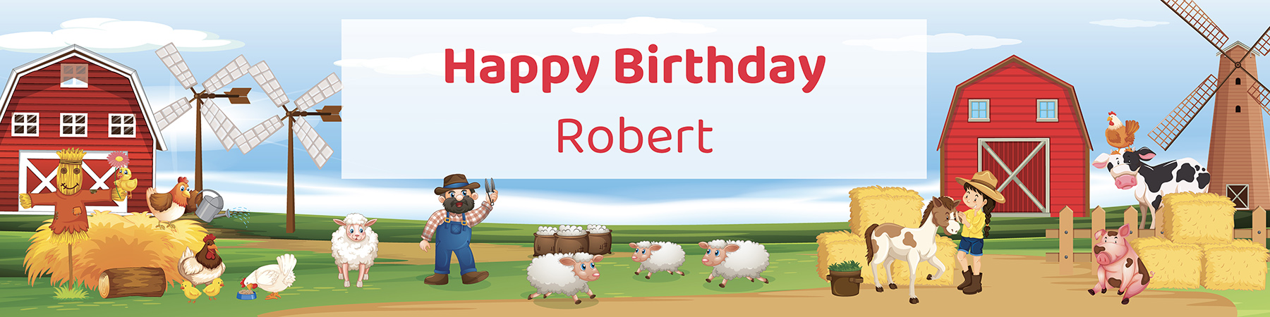 Farm birthday party printable water bottle label personalized with child's name from Instant Party Kit