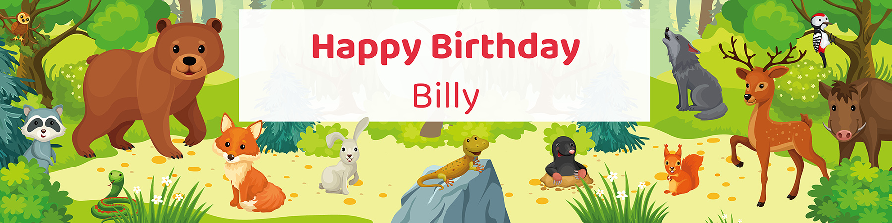 Forest friends birthday party printable water bottle label personalized with child's name from Instant Party Kit