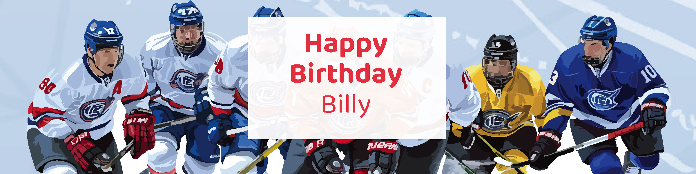 Boys hockey birthday party printable water bottle label personalized with child's name from Instant Party Kit