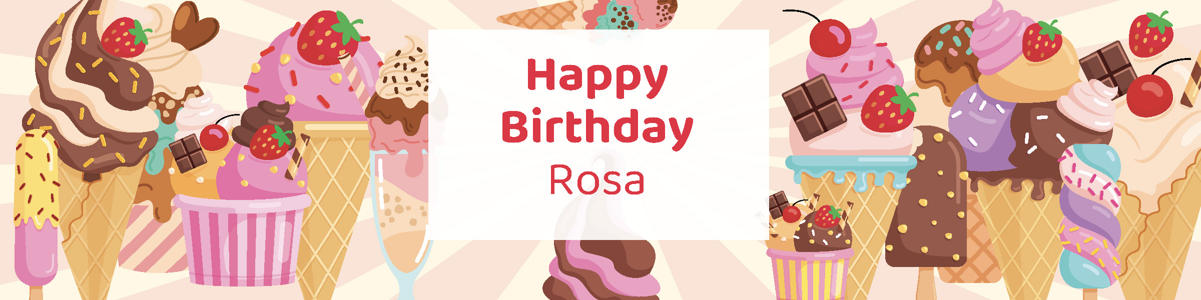 Ice cream birthday party printable 4-foot banner personalized with child's name from Instant Party Kit