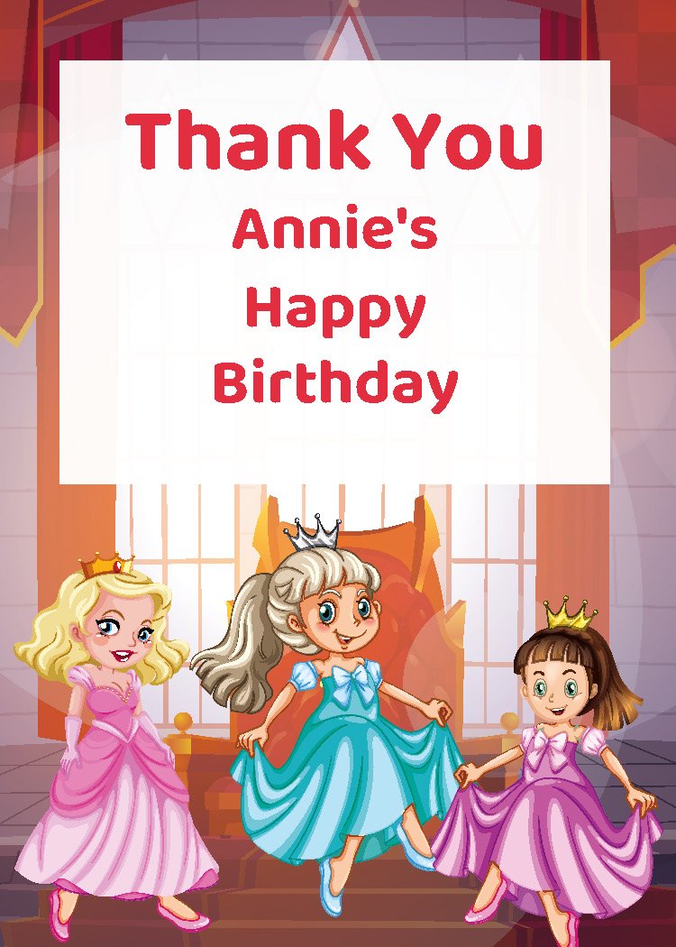 Little princess birthday party printable thank you tag personalized with child's name from Instant Party Kit