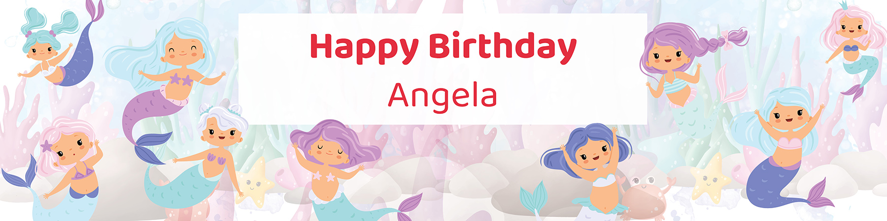 Personalized girls mermaid birthday party 4-foot banner printable from Instant Party Kit