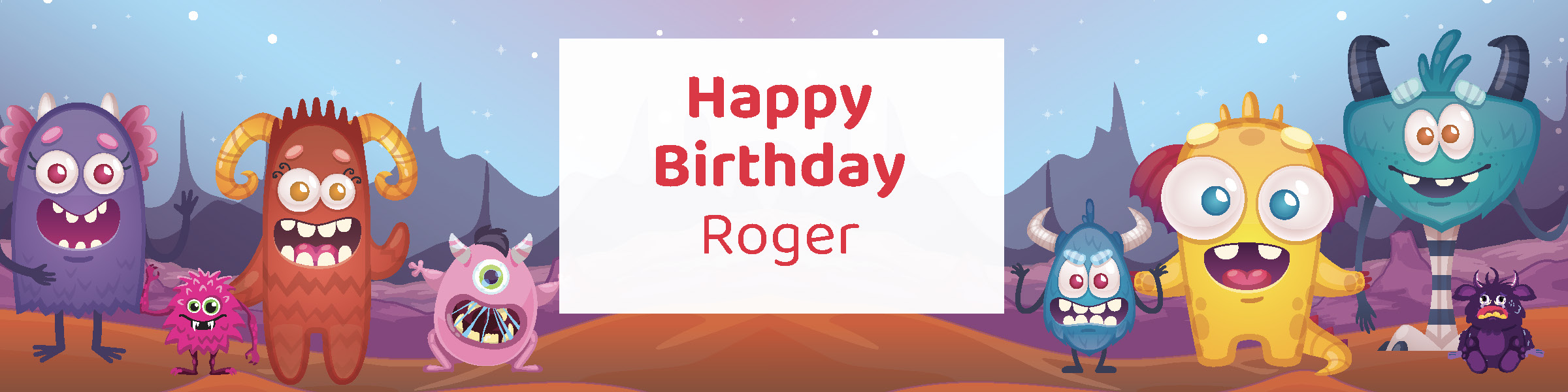 Kids monster birthday party printable water bottle label personalized with child's name from Instant Party Kit