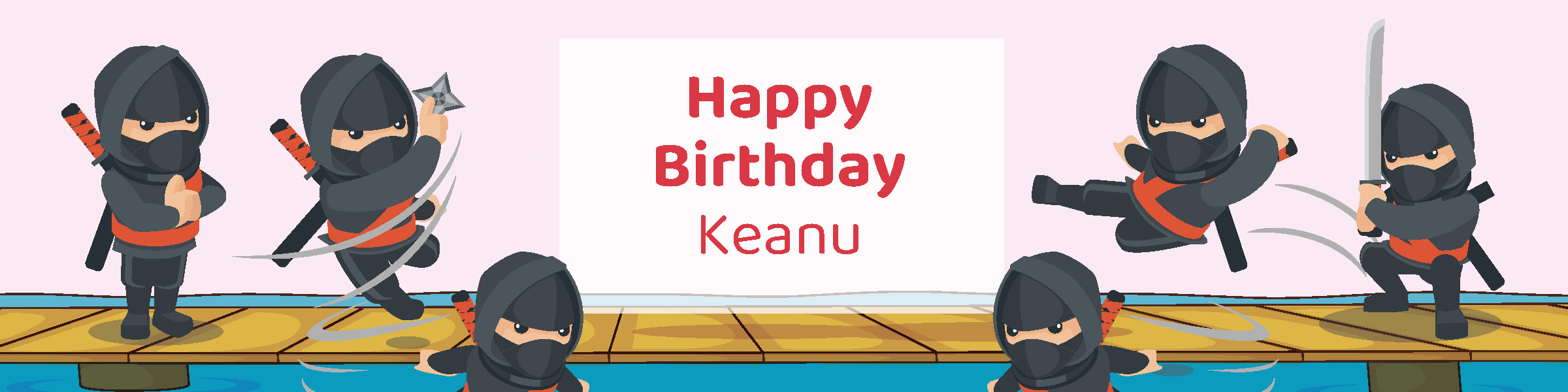 Boys ninja birthday party printable 4-foot banner personalized with child's name from Instant Party Kit