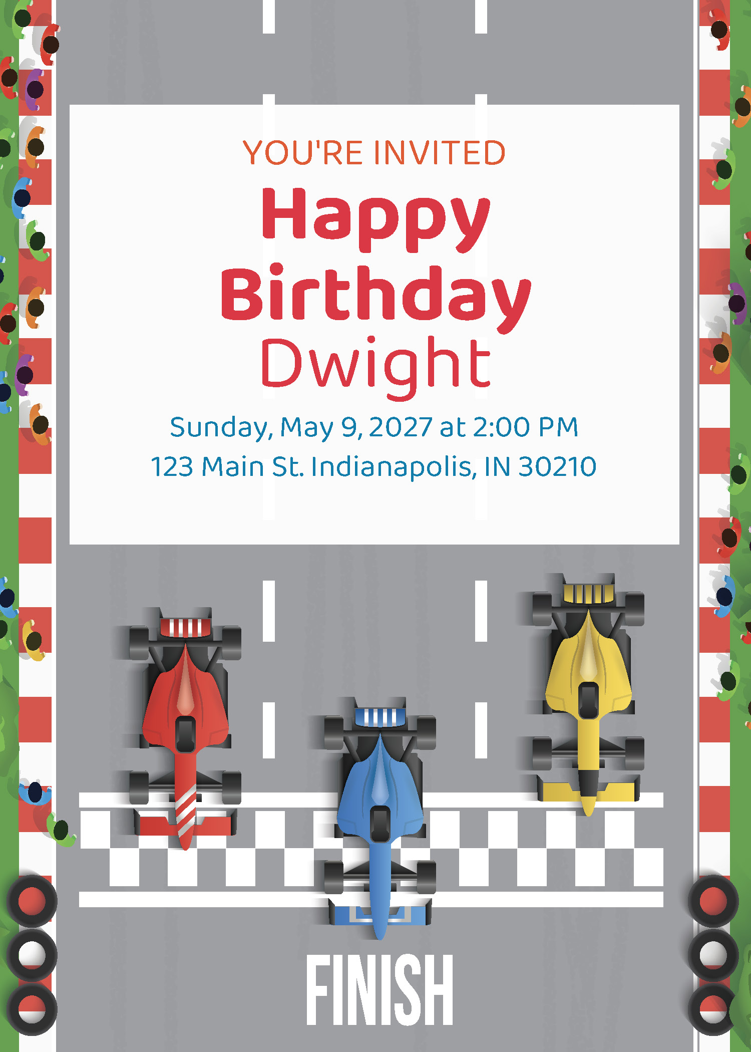Race Car birthday party printable invitation from Instant Party Kit
