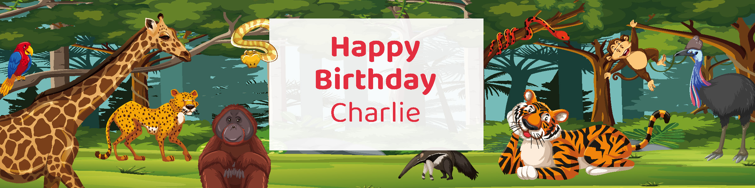 Personalized kids safari birthday party printable water bottle label with custom name from Instant Party Kit