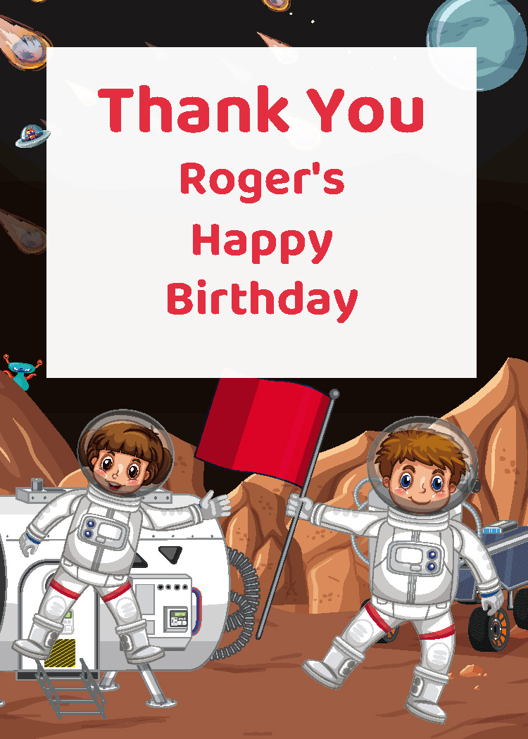 Space explorer mission personalized birthday party thank you tag printable