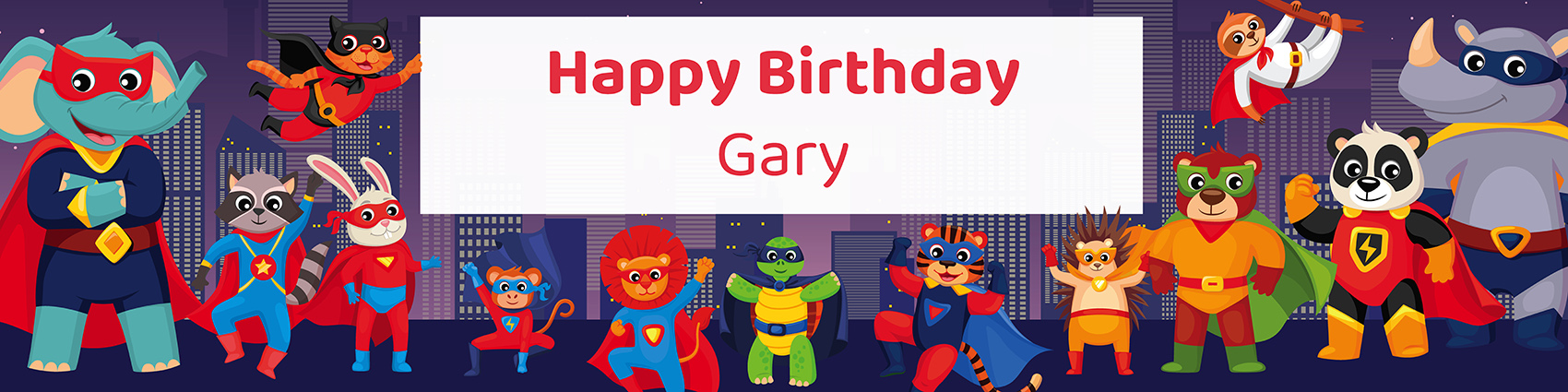 Superhero animal squad personalized 4-foot birthday party banner printable