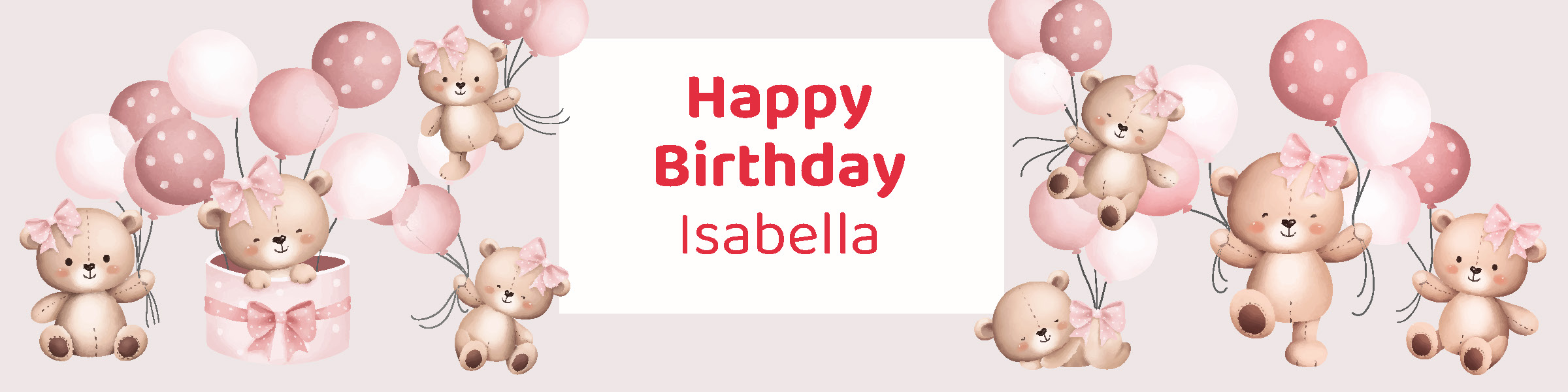 Girls teddy bear birthday party printable water bottle label personalized with child's name from Instant Party Kit