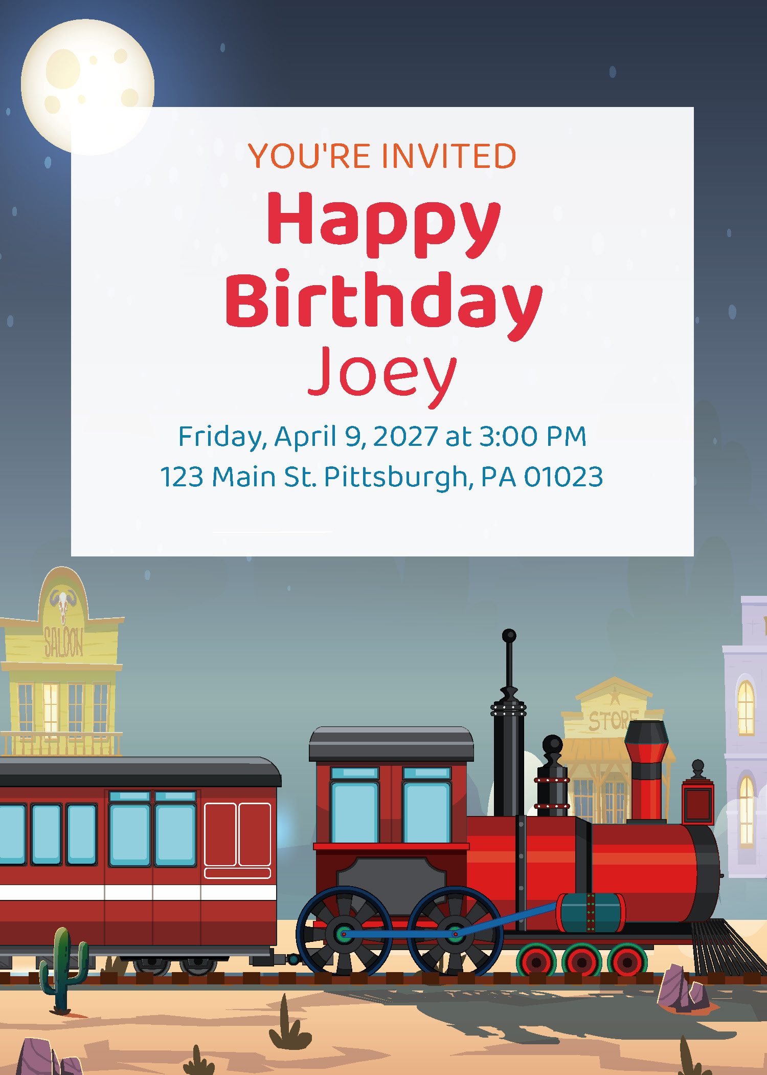 Trains birthday party printable invitation from Instant Party Kit