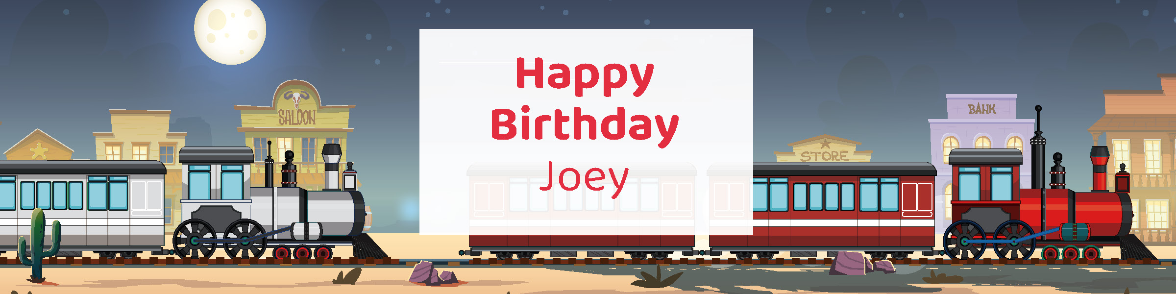 Train birthday party printable 4-foot banner personalized with boy's name from Instant Party Kit