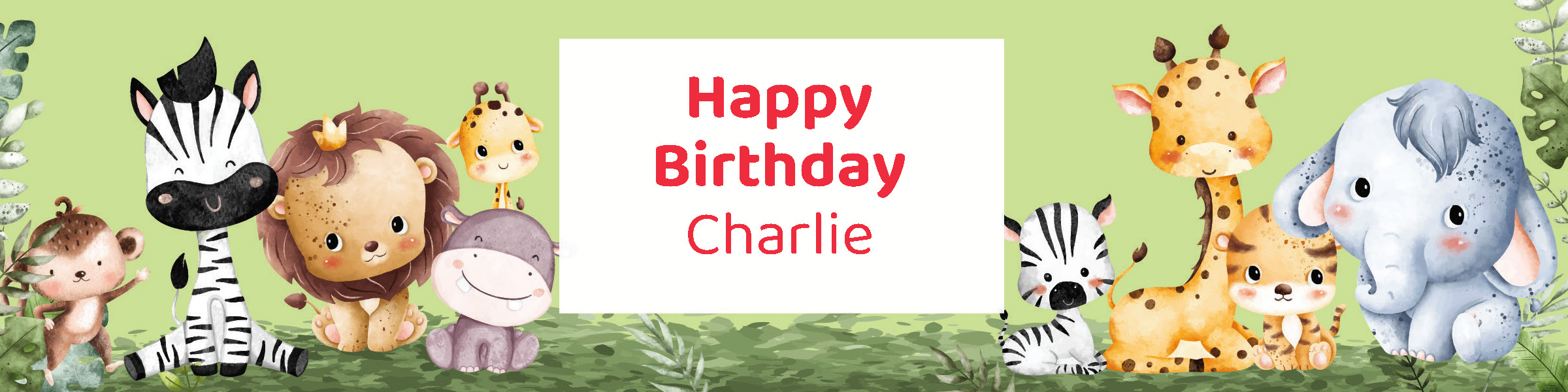 Wild One first birthday party water bottle label personalized with baby's name from Instant Party Kit