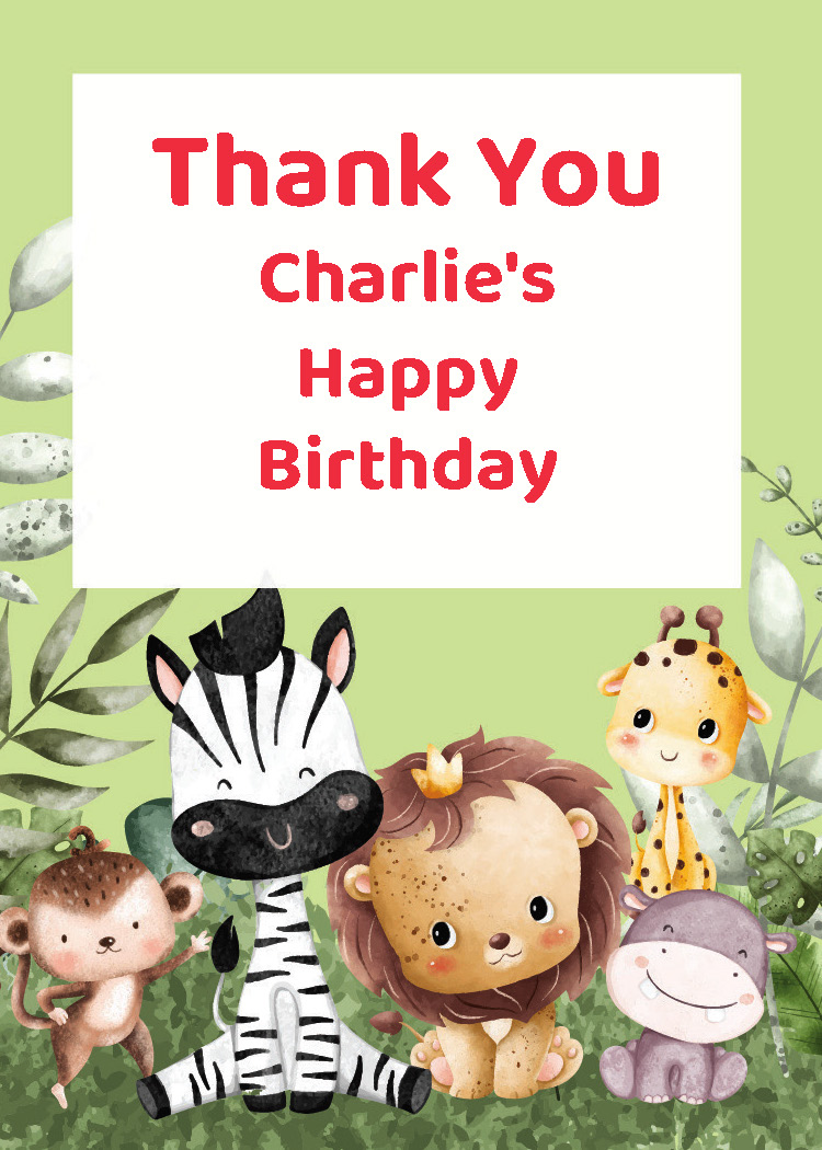 Wild One first birthday party thank you tag personalized with baby's name from Instant Party Kit