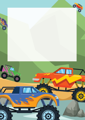 Monster Truck Birthday thank you tag